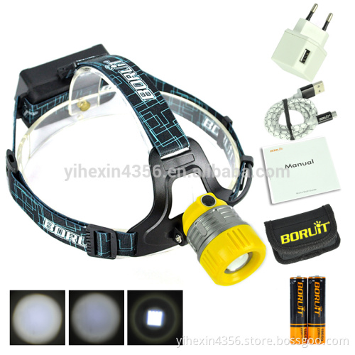2017 High Power Headlamp Boruit B11Headlamp Cree T6 Led Rechargeable Headlight